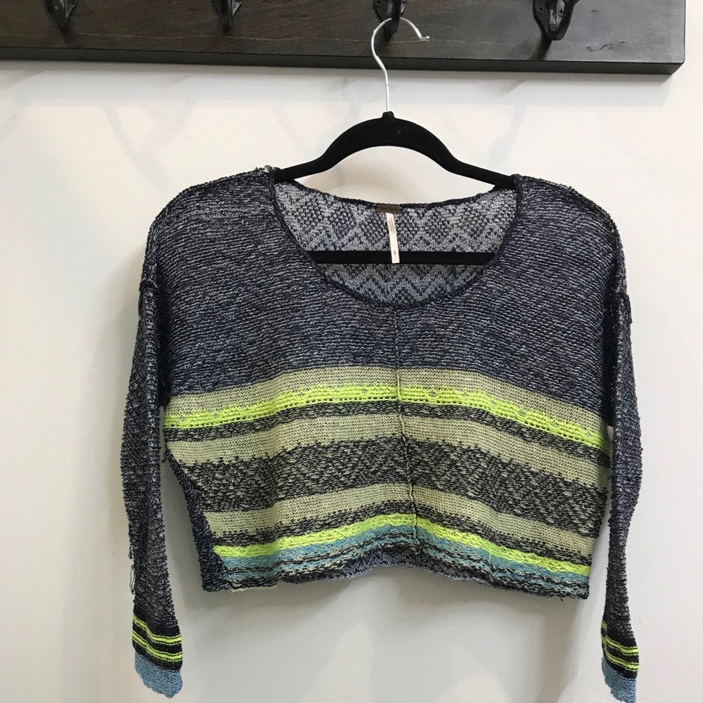 Free People Cropped Top Neon Striped, Small